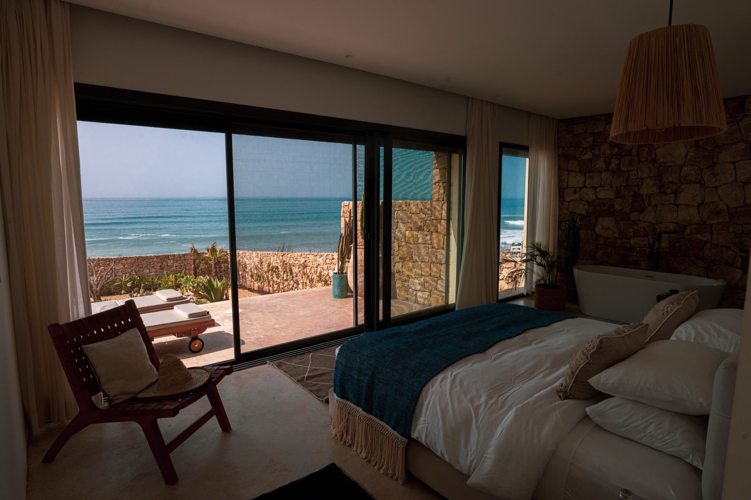 Villa bedroom with a sea view