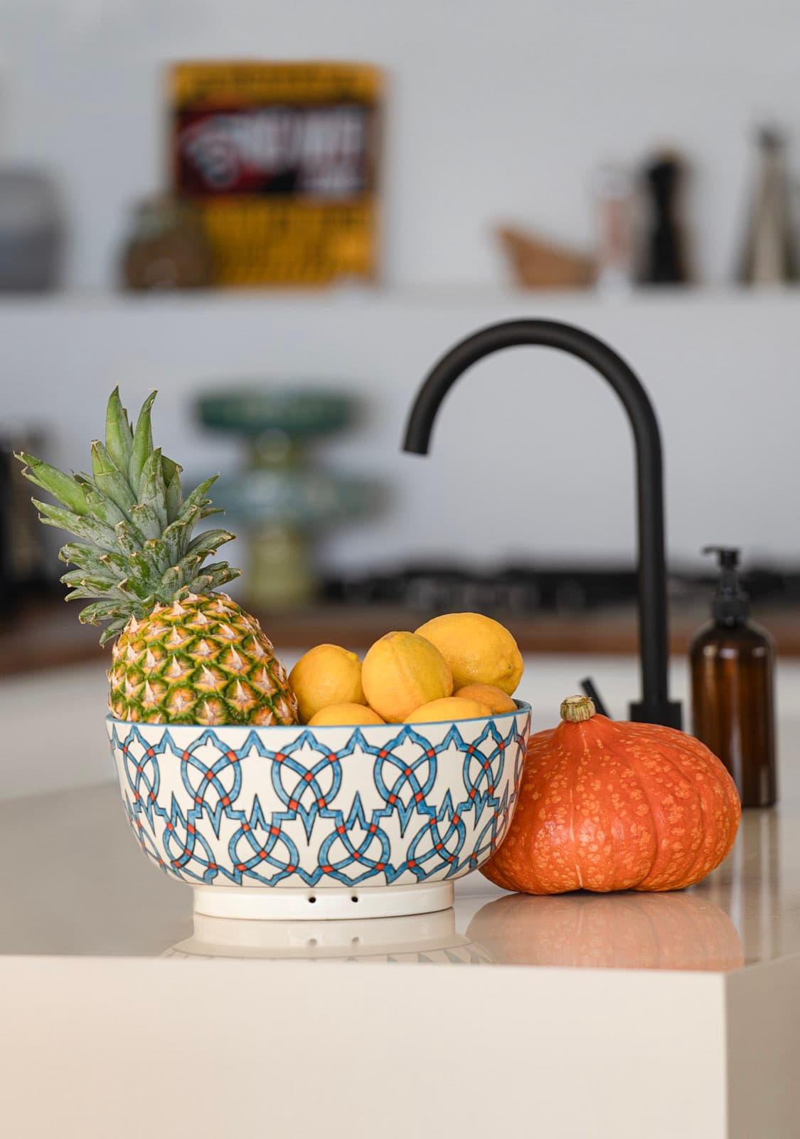 Fresh fruit bowl on the island